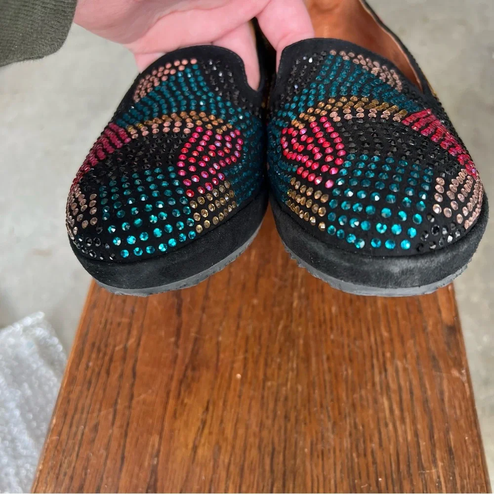 L’Amour Des Pieds Correze slip on smoking slipper loafer flat shoes rhinestone - Picture 3 of 6